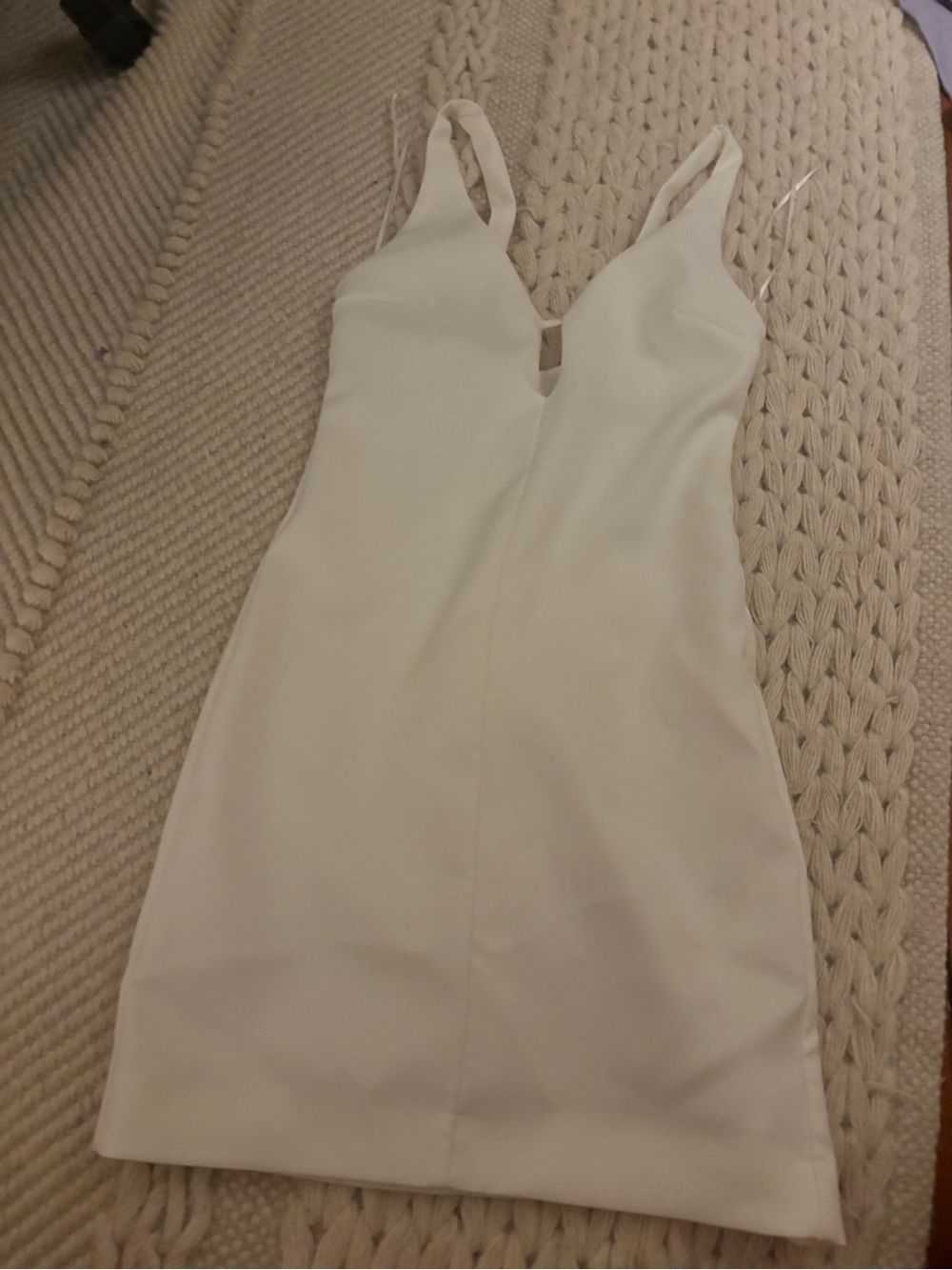 Zara White V-Neck Mini Slip Dress
